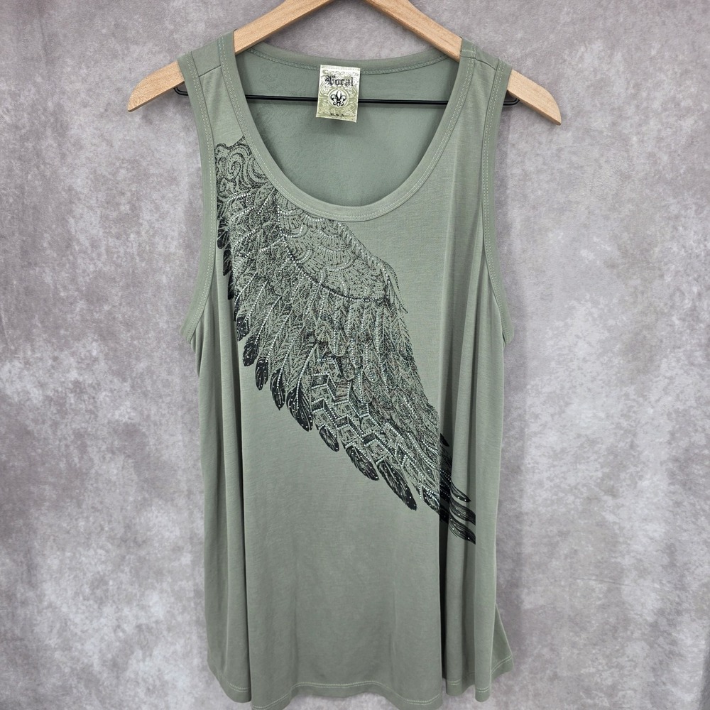 Vocal Sleeveless Rhinestone Wing Swing Tank Top Size XL Boho Western USA Made